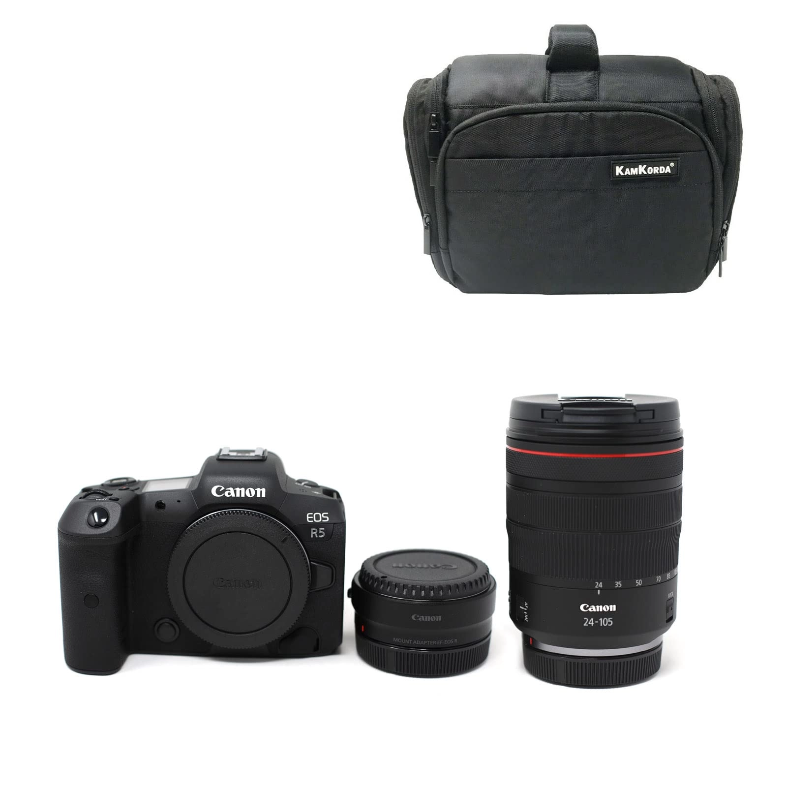 KamKorda Camera Bag - 260 x 160 x 200 mm + R5 - 45MP Full-Frame + RF 24-105 f/4L Lens + R Mount Adapter