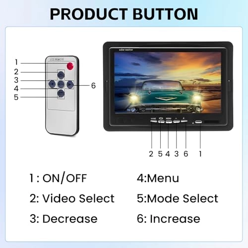 Backup Camera - 720P Night Vision + AHD Monitor - 7 inch Bluetooth