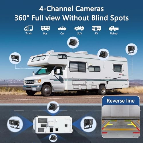 4 Channel Backup Camera System - Nightvision Wired 1080p