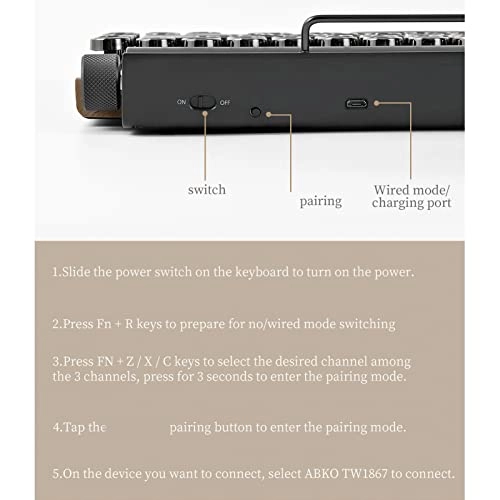Ergonomic Wireless Rechargeable Bluetooth Keyboard - Wired/Wireless