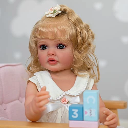 Reborn Baby Doll - 22 inch Silicone Vinyl Blonde Hair Ages 3+