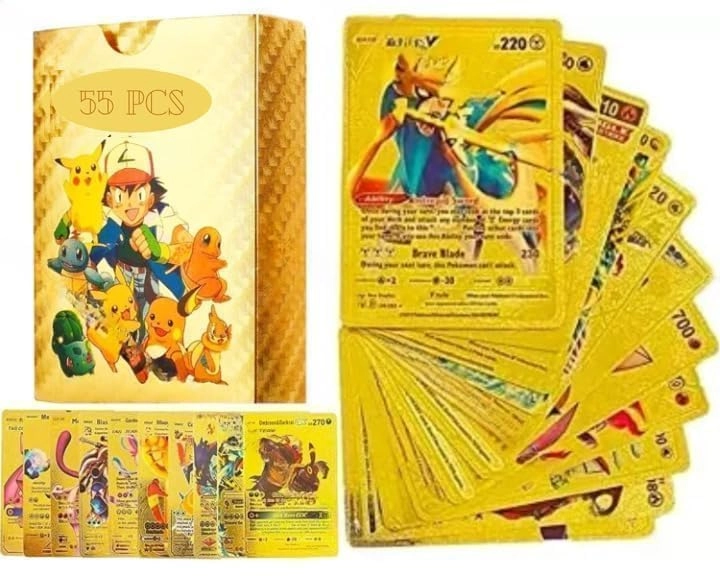 Pokémon Gold Foil Cards Pack - English 55pcs