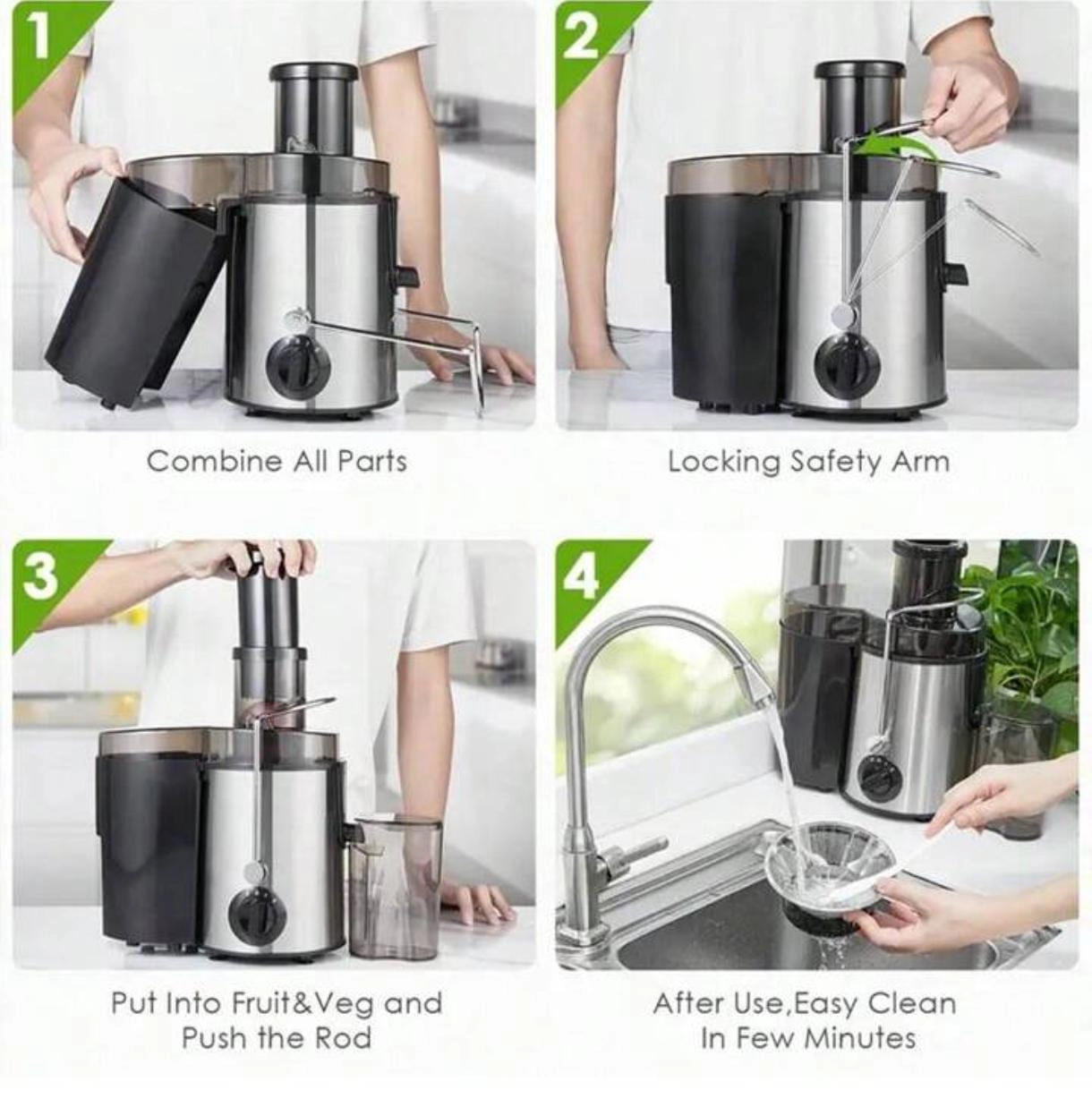 Centrifugal Juicer Extractor Machine - 65mm Wide Mouth Stainless Steel