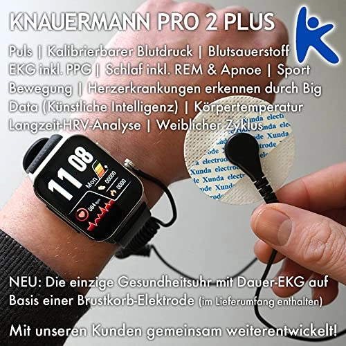 Pro 2 Plus - Health Watch Smartwatch OSRAM Sensors Chest ECG