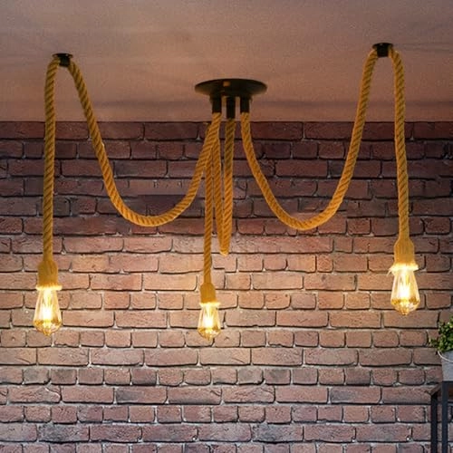 EA190825 - 3 Bulb E27 Hemp Rope
