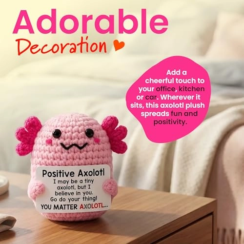 Positive Mini Axolotl Charm Buddie - 14 cm Crochet