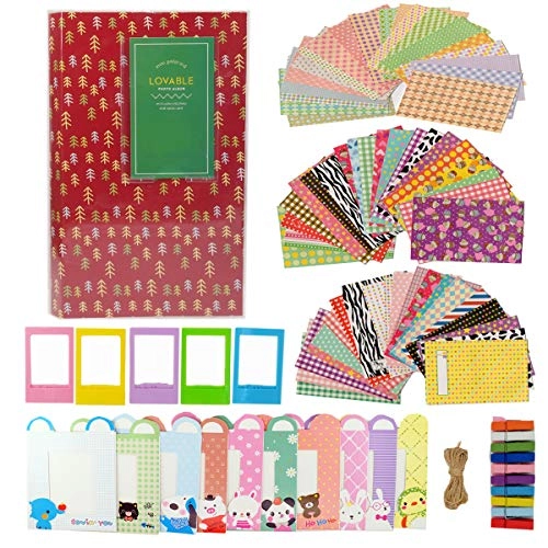 Photo Album + Stickers + Paper Frames + Plastic Frames + Hang Clips with String - 6 in 1
