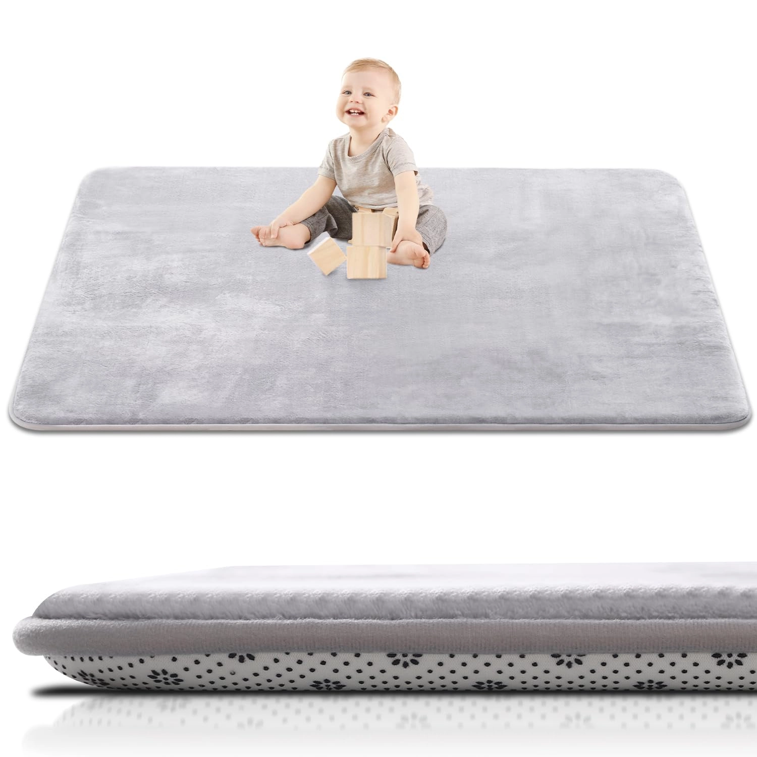 separo Baby Play Mat - 50 x 65 x 1.2 inches Light Grey