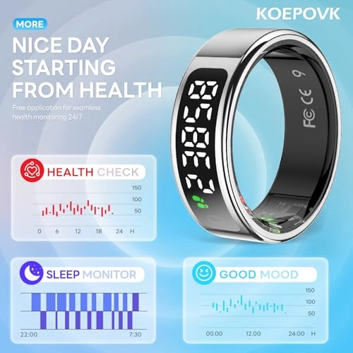 Smart Ring - LED Display Charging Case Activity Tracker