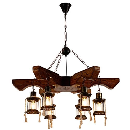 6 Lamp Retro Solid Wood Chandelier - E26/E27 95cm x 100cm