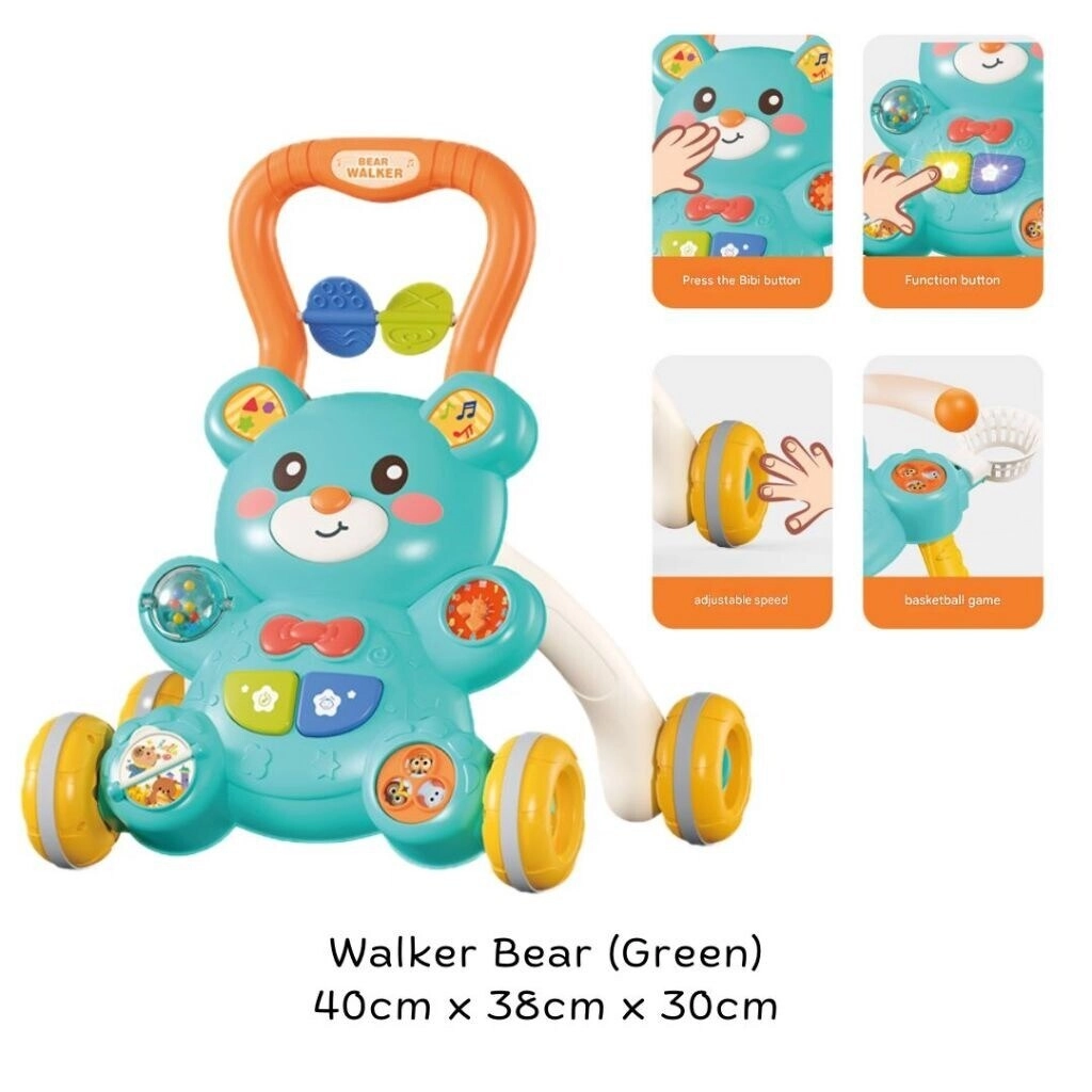 Bear Push Toy - Music Lights Adjustable Speed