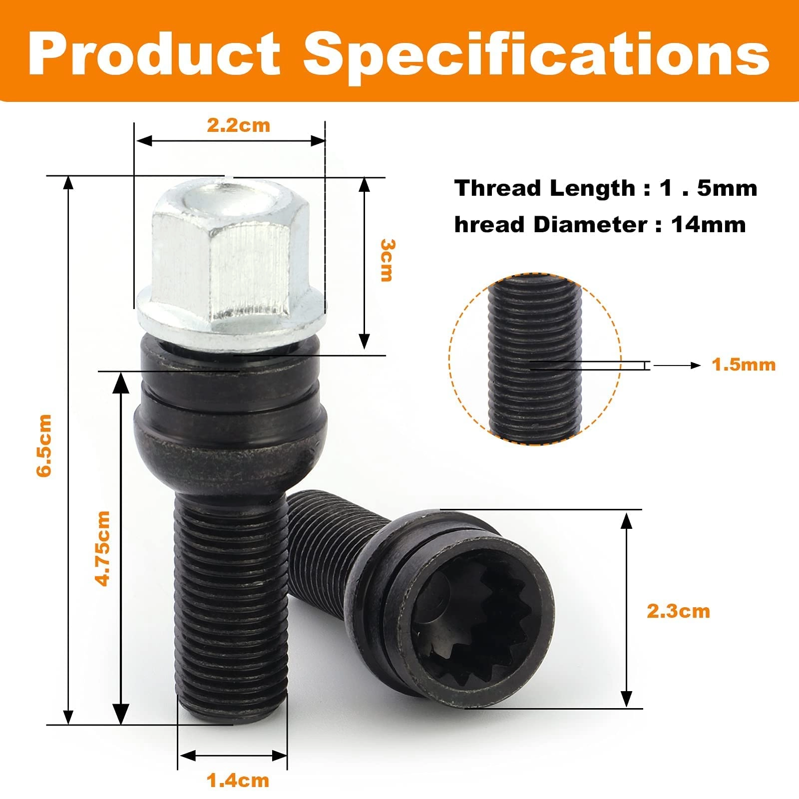 Locking Wheel Nut Set - 47mm 14mm