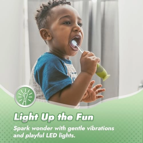 Jo Toddler Sonic Electric Toothbrush - Cute Dino Cover 2 Brush Heads Smart LED Timer