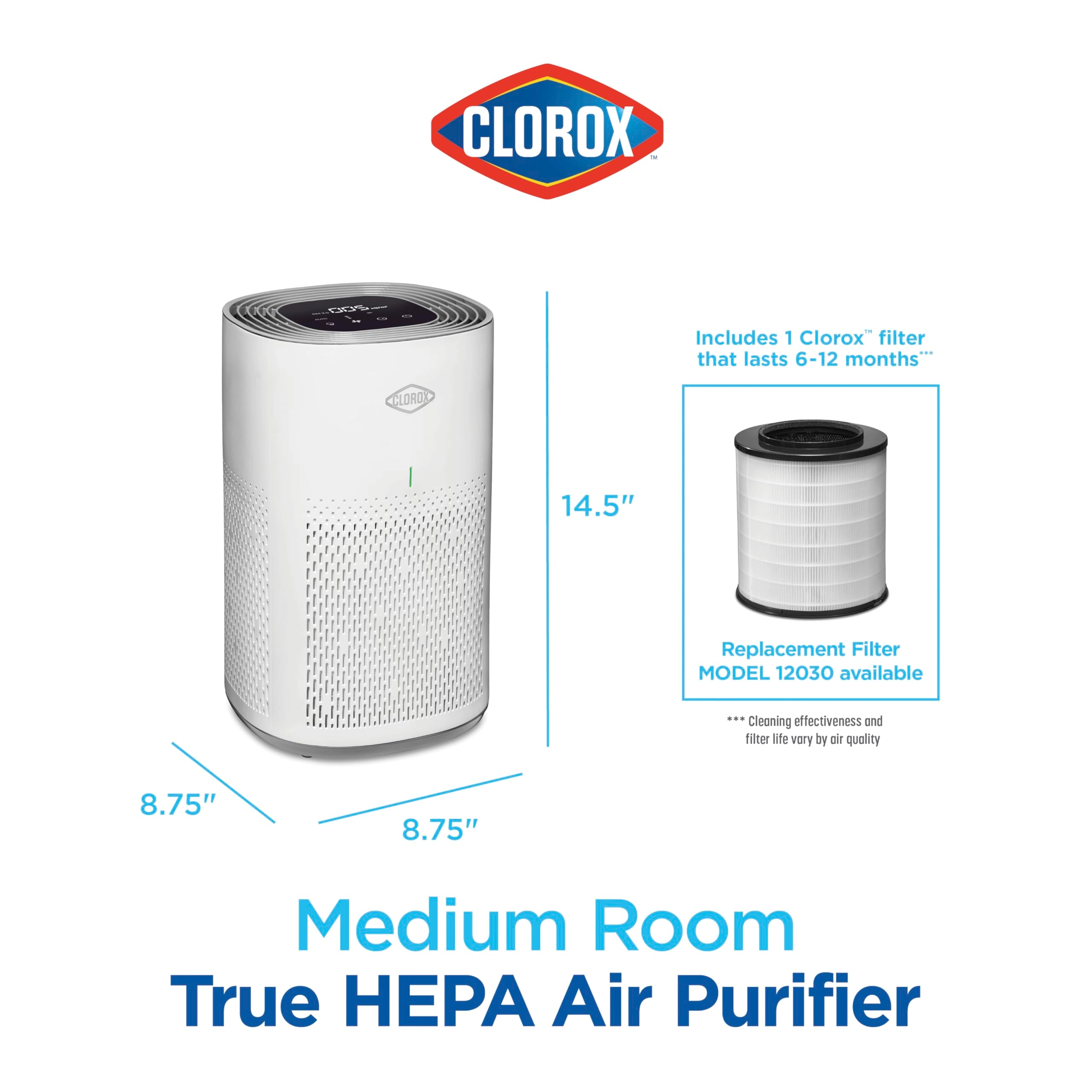 Medium Room Air Purifier - True HEPA Up to 1,000 Sq Ft