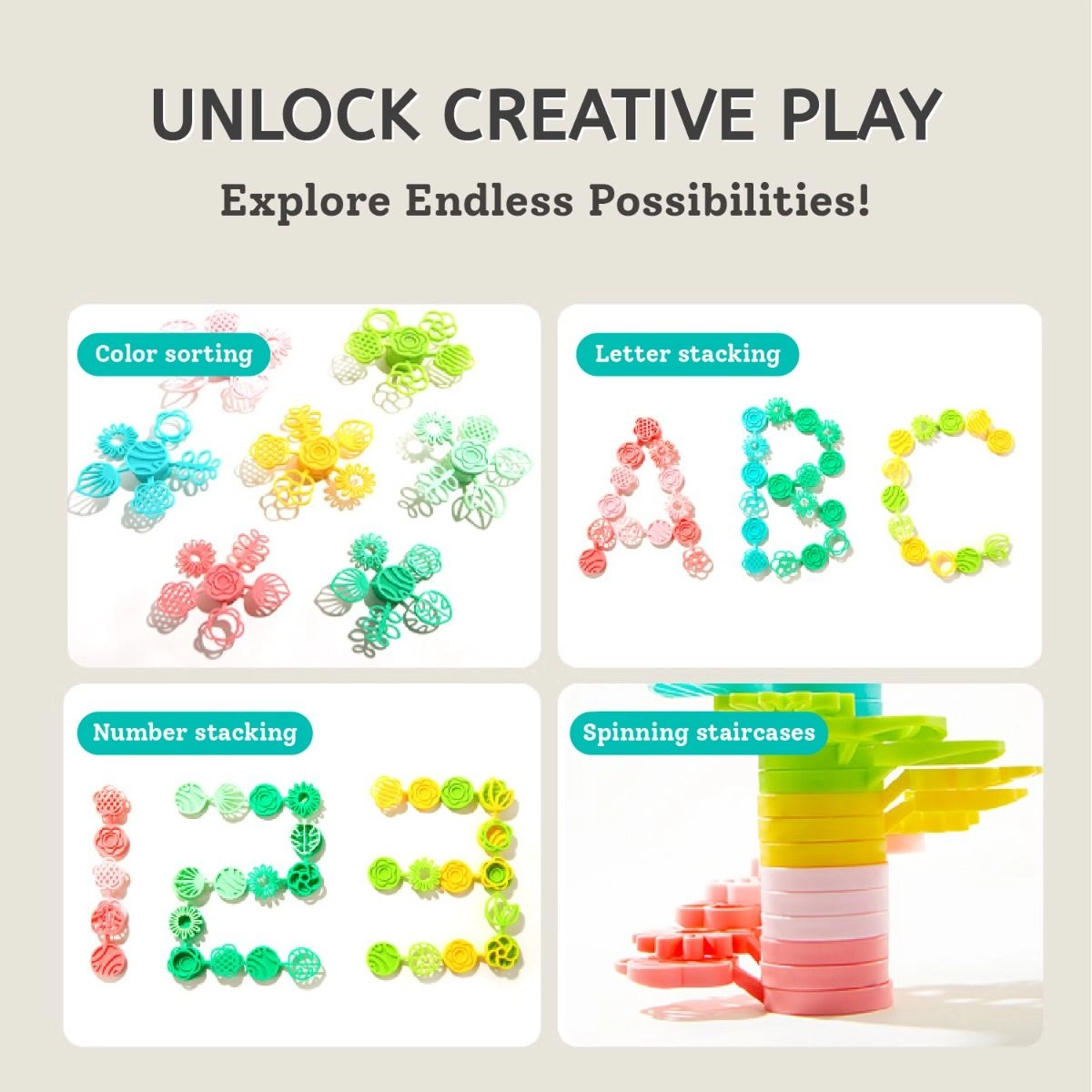 Floral Balancing Blocks - 82pcs