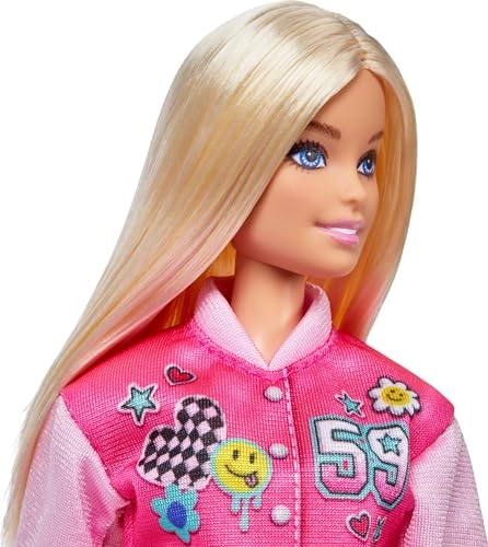 Back to School Doll - 7 accessories pink varsity jacket Ages 3+