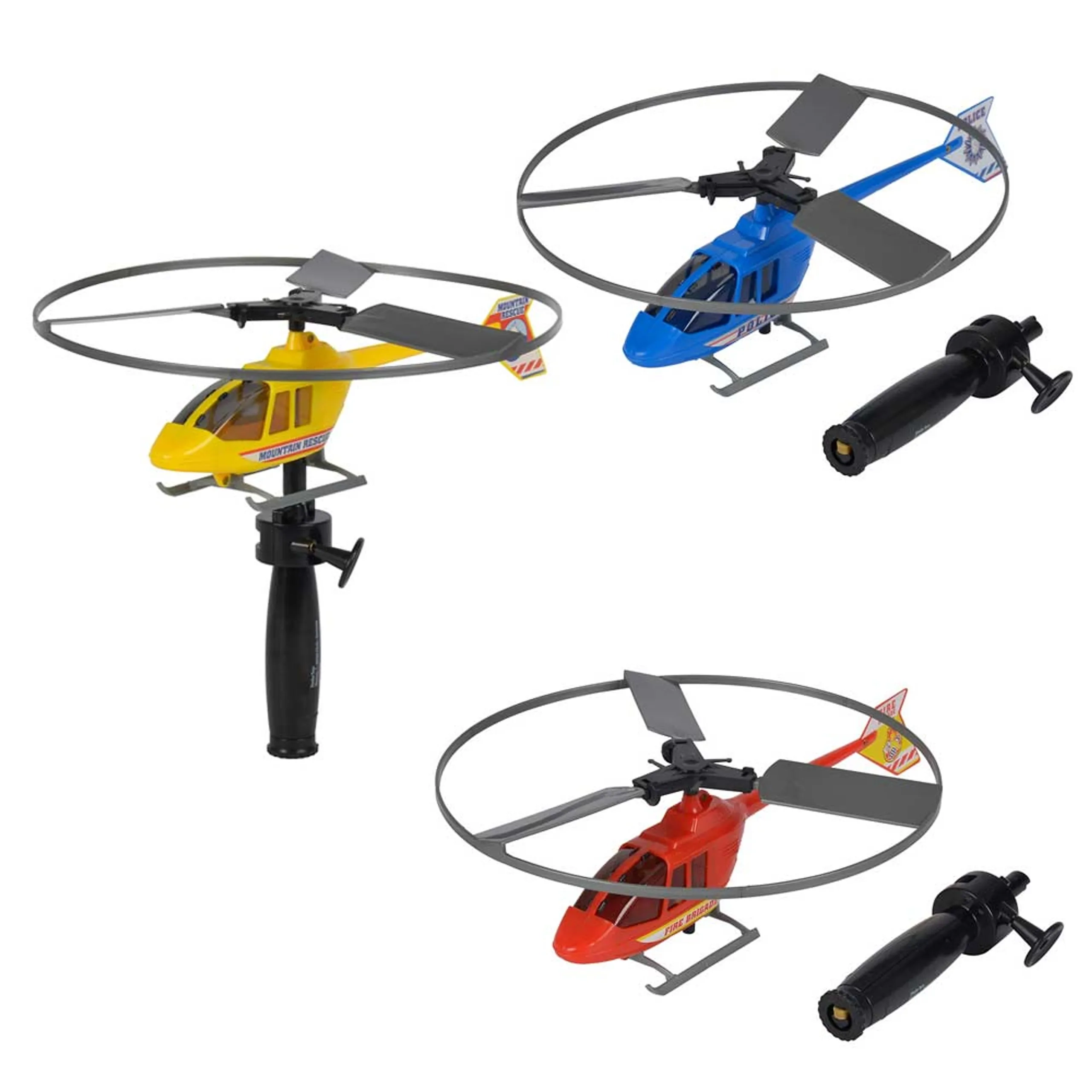 World of Toys Helicopter Pull String Polizei - Spinning Toys Plastic