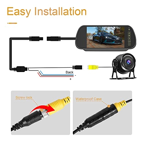 Rear View Mirror Reversing Camera - Night Vision Wired 1080P