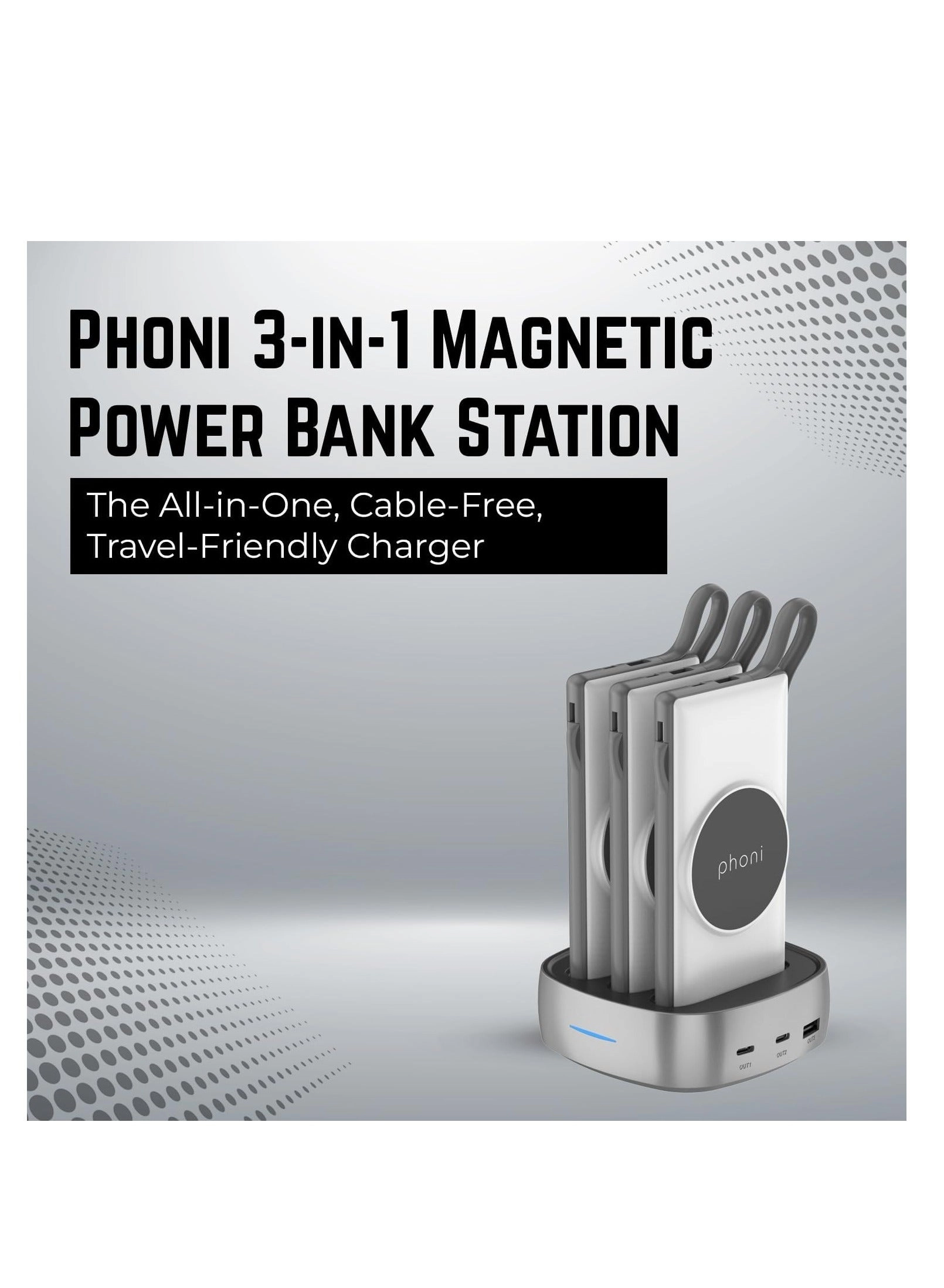 3 in 1 Magnetic Magsafe - 10000mAh 18W Fast-Charging Wireless charging