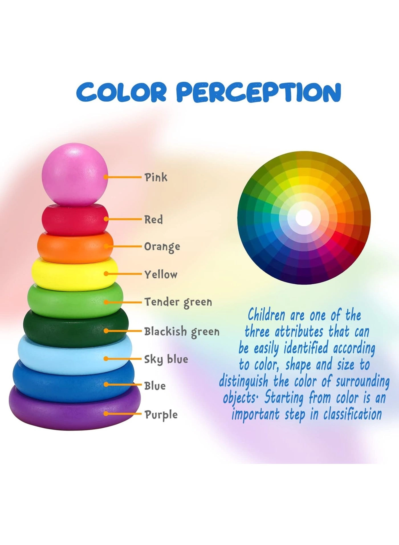 Wooden Rainbow Stacking Toy - 1-3 Year Old