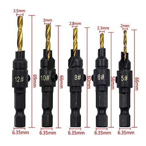 Countersink Drill Bit Set - 5PCS 2mm 2.3mm 2.8mm 3mm 3.5mm