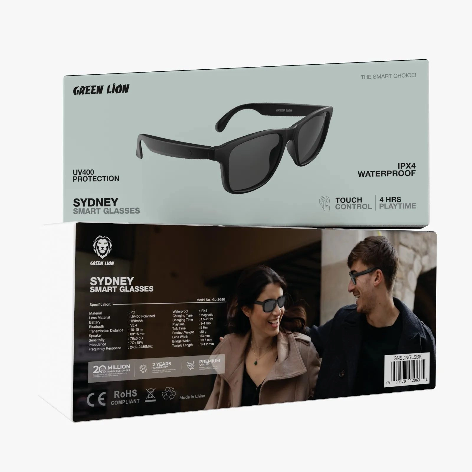 Sydney Smart Glasses - UV400 Polarized Lens Bluetooth V5.4 120mAh