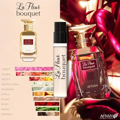 Cherry Bouquet Eau de Parfum 2ml + La Fleur Eau de Parfum 2ml + Violet Bouquet Eau de Parfum 2ml + Mystique Bouquet Eau de Parfum 2ml + Delicious Bouquet Eau de Parfum 2ml