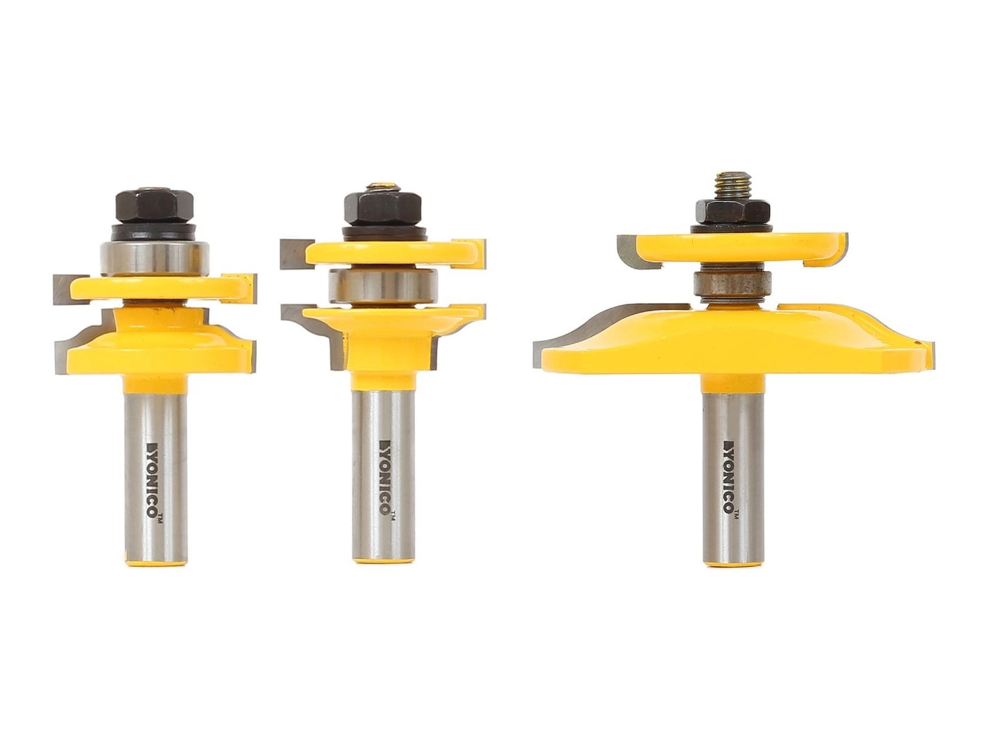 Yonico Raised Panel Cabinet Door Rail and Stile Router Bits - 1/2-Inch 3 Bit