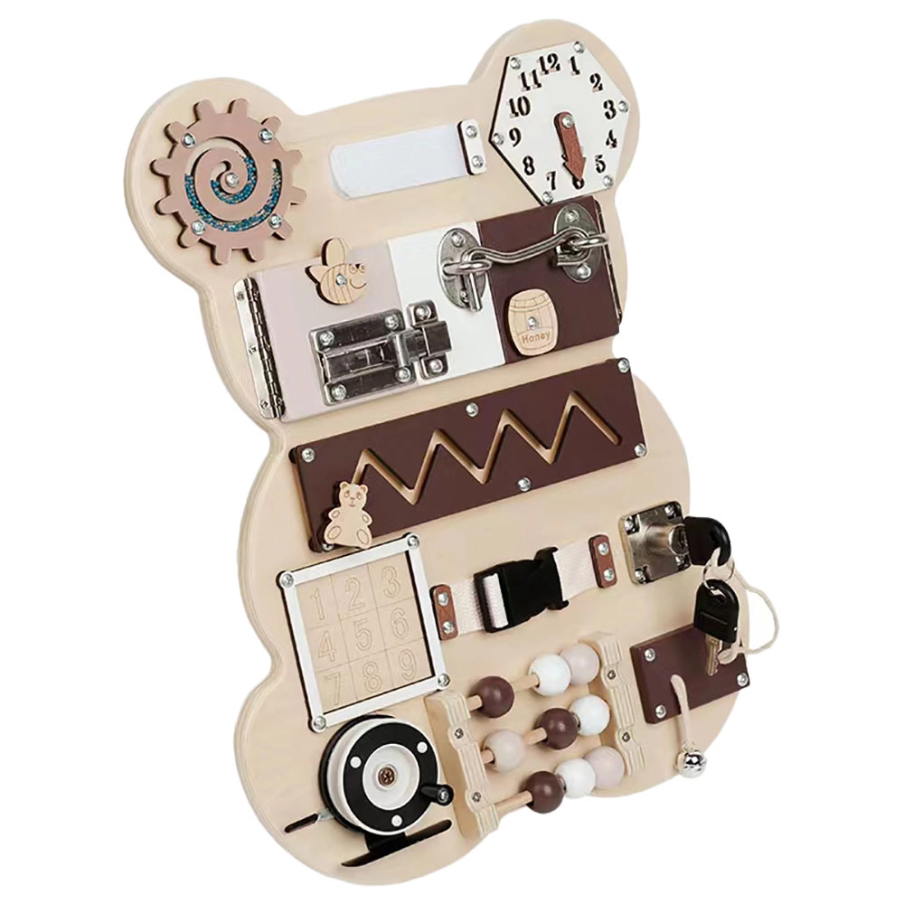 Bear Shaped Montessori Wooden Busy Board