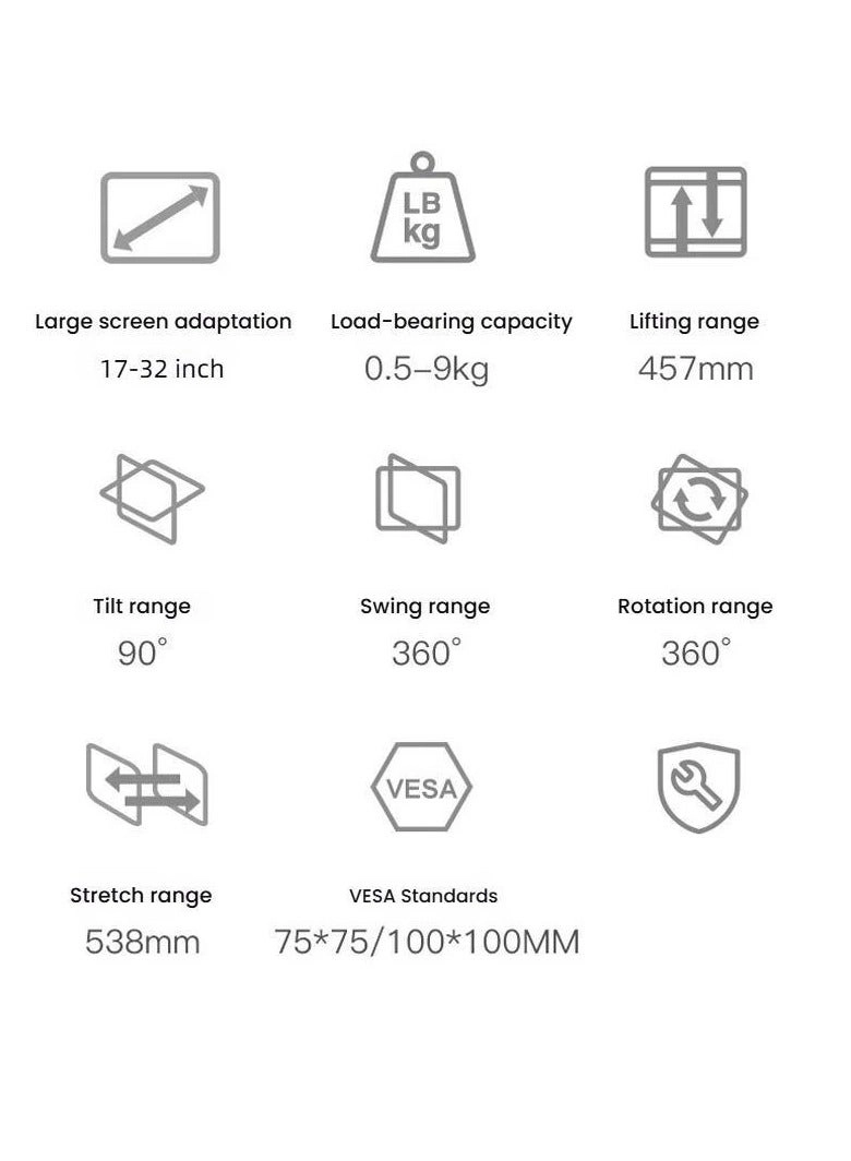Dual Monitor Mount Stand - dual 13 to 32 Inch 75x75mm 100x100mm