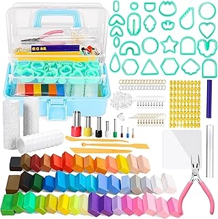 Caydo Polymer Clay Earring Kit - 177 PCS 3-Layer Storage Box 44 Colors