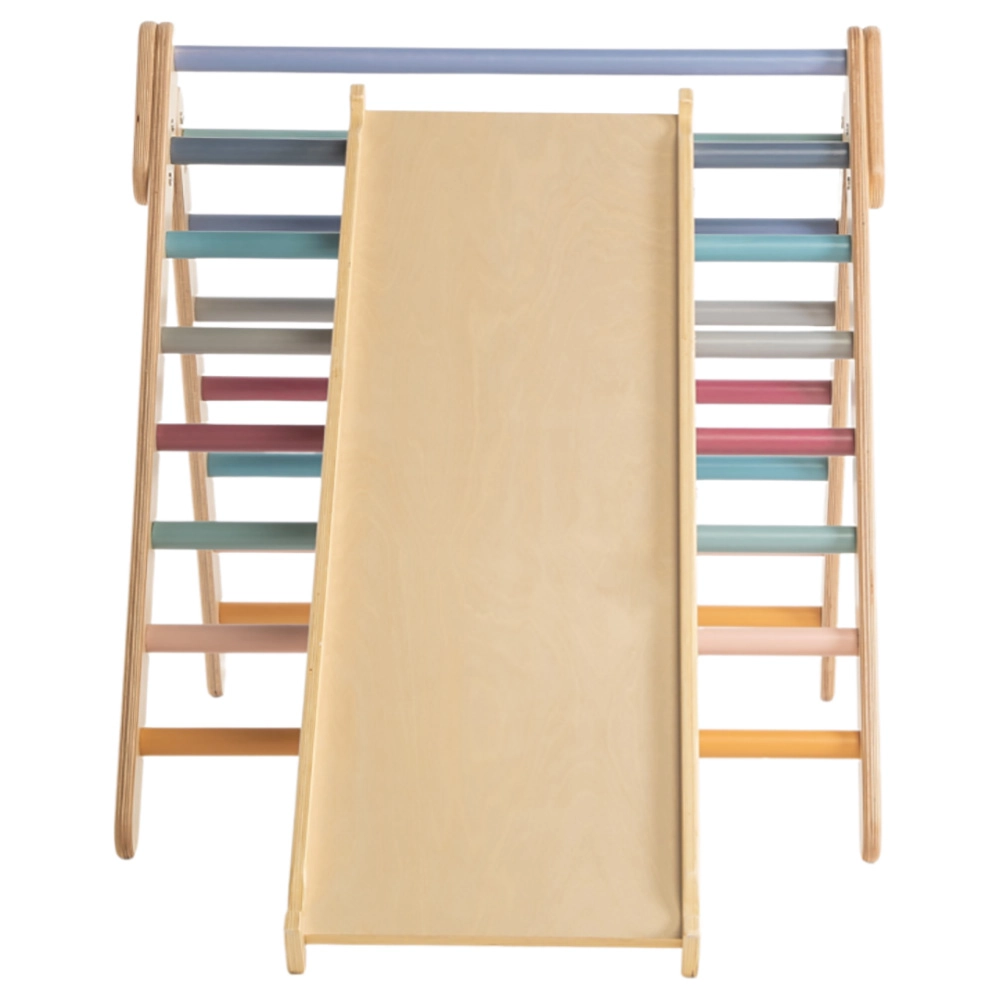 Pikler Triangle - Foldable Natural 80 x 90 x 102 cm + Reversible Ramp - 116 x 41 cm