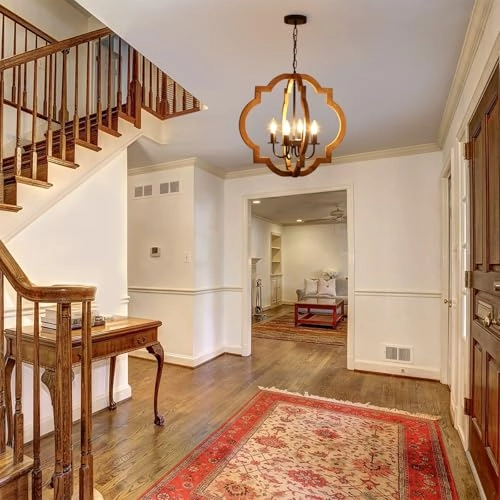 Farmhouse Wood Chandelier - 59.05 inches adjustable chain