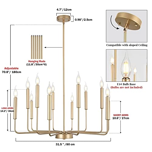 Modern Golden Chandelier - 36 cm