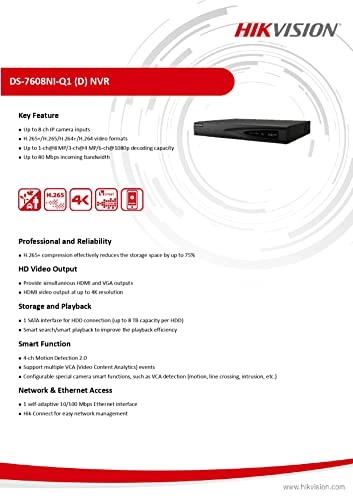 DS-7608NI-Q1 - 1 SATA 8 TB