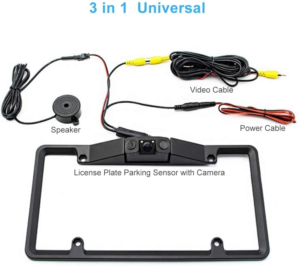 Car License Plate Frame Parking Sensor - 3 in 1 Radar 2LED