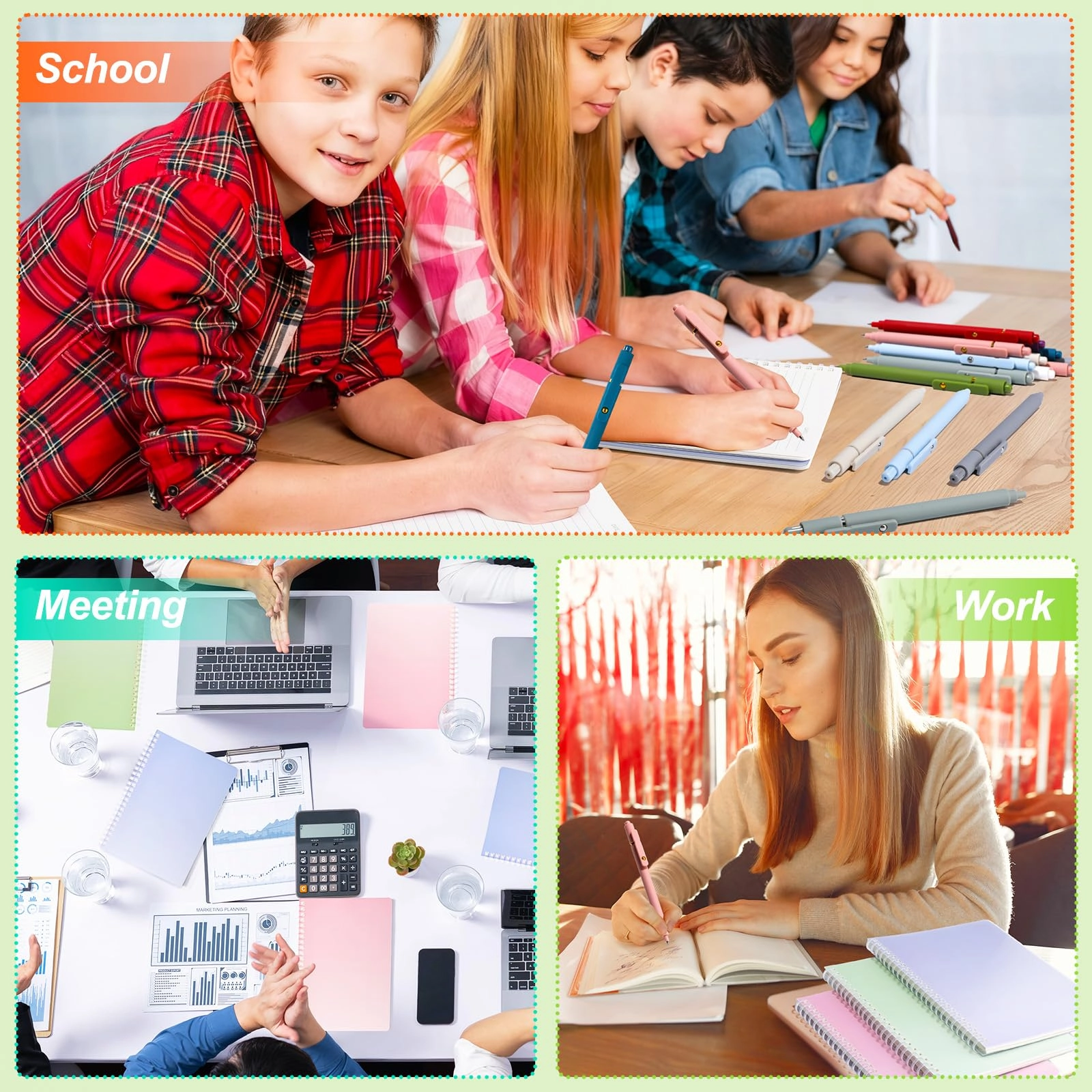 Spiral Notebooks + Ink Gel Pens + Refills A5 Spiral - Lined 540 Sheets