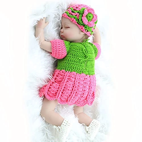 Reborn Baby Doll - 18 Inch Vinyl Cotton Body Green And Pink Thread Skirt