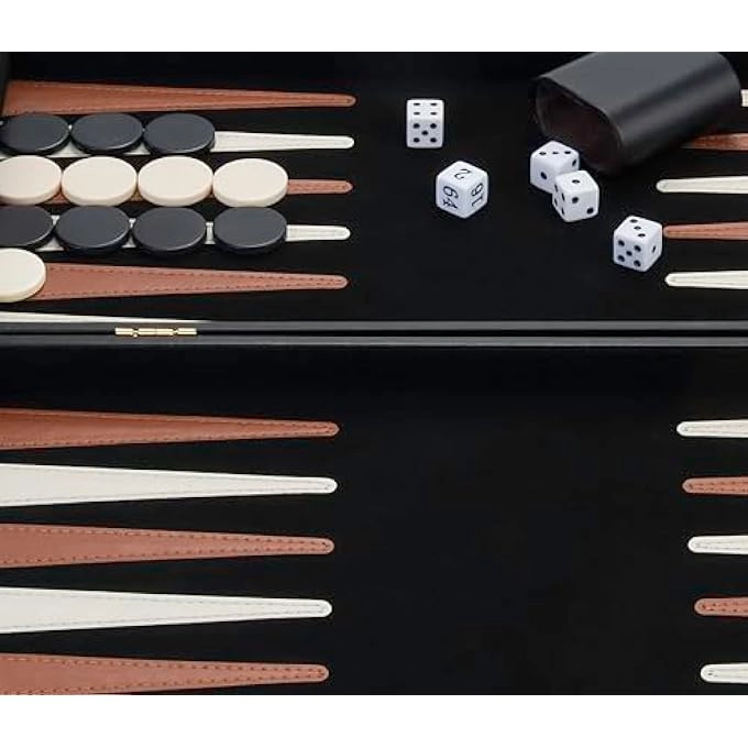 LUXURY BACKGAMMON - FAUX LEATHER EXTERIOR SPECIAL FELT INLAY