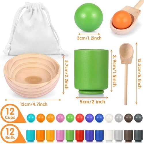 Rainbow Balls in Cups - 1 Year Old Up 12 piece(s)