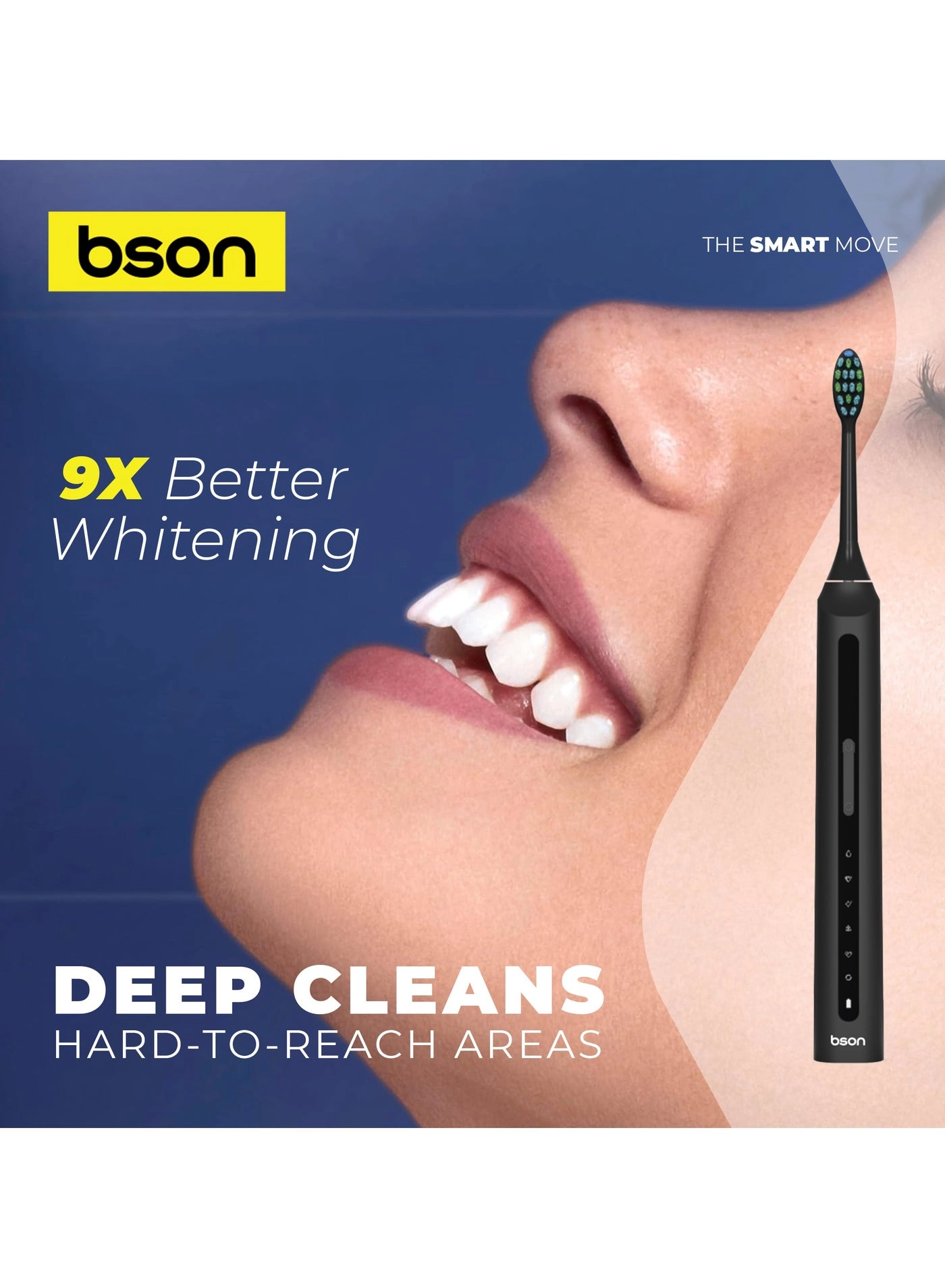 Super Sonic Toothbrush - 9X Whitening 30-Day Battery 40,000 SPM