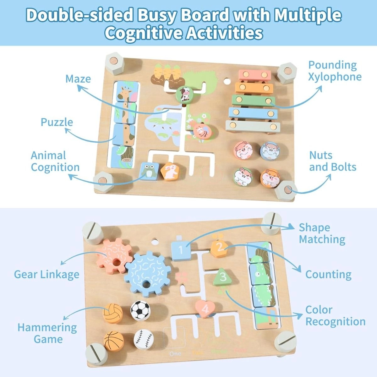 Double Sided Wooden Busy Board - 2 years+