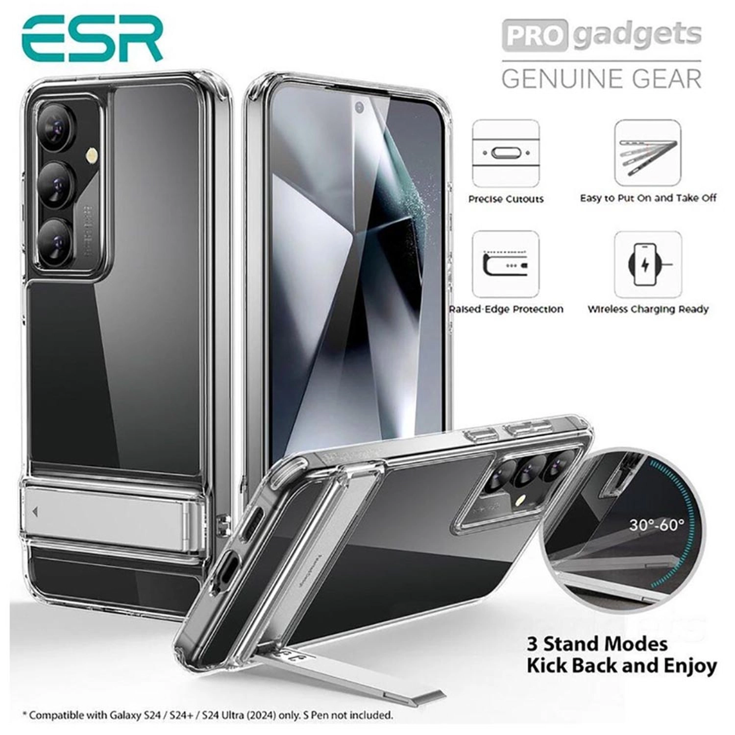 Metal Kickstand Clear Case for Samsung Galaxy S24 Plus