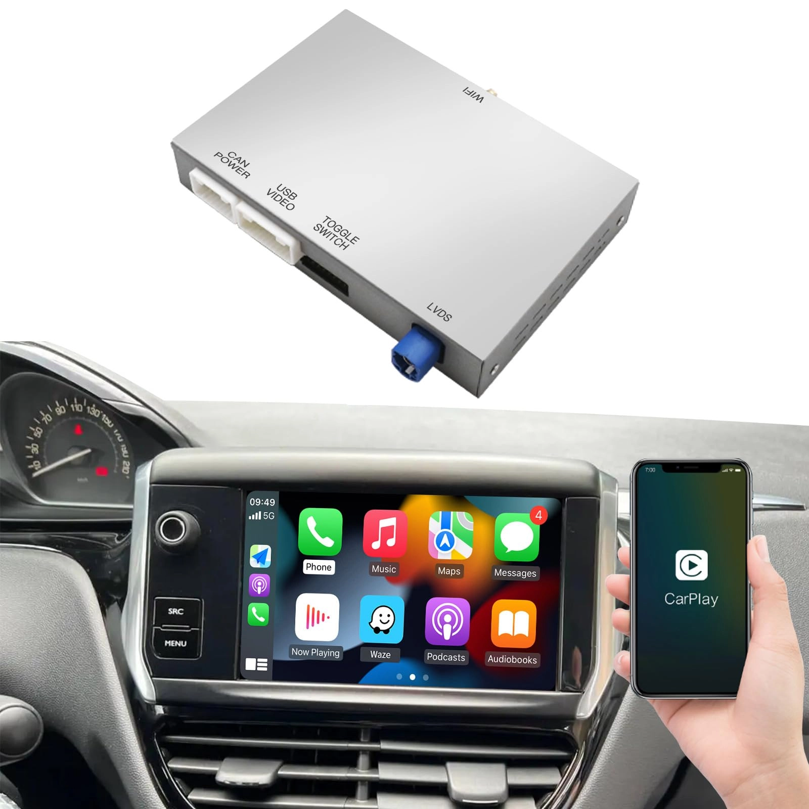 autoabc Wireless CarPlay/Android Car Adapter - Peugeot/Citroen