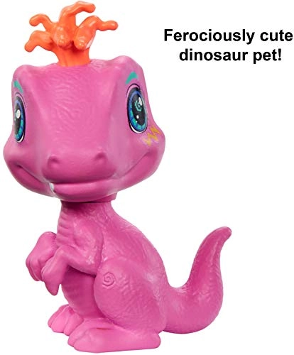 Emberly Poseable Prehistoric Fashion Doll - Pink Hair Polka-dotted Dress Ages 4+