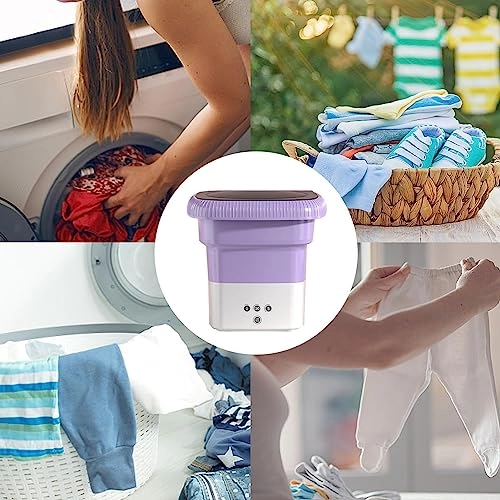 Mini Portable Washing Machine | Foldable Small Washer Machine For Travel Laundry | Folding Little Washing Dryer For Baby Clothes, Socks, Towels, Underwear