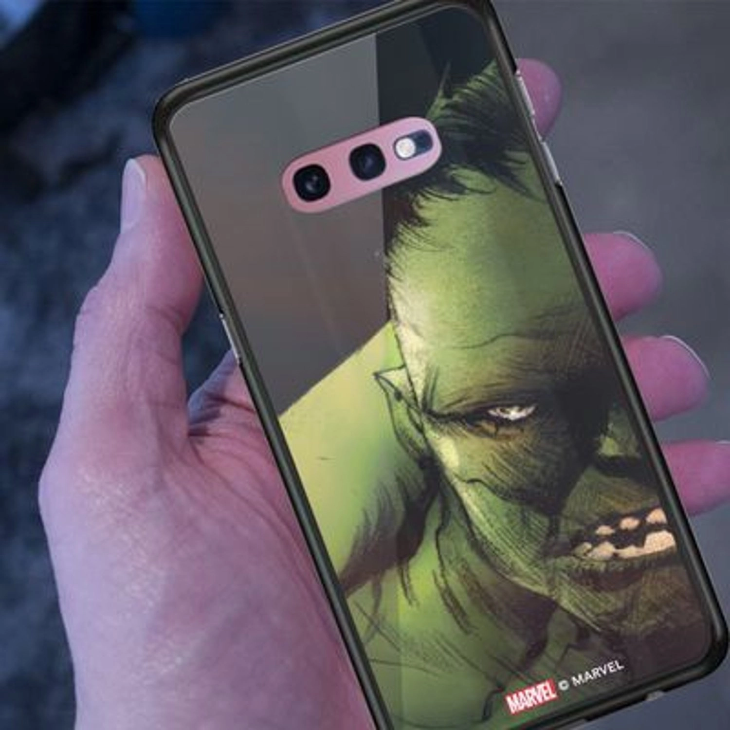 Hulk Half Profile Face - TPU Bumper Case + Tempered Glass Back Back Case for Galaxy S10E