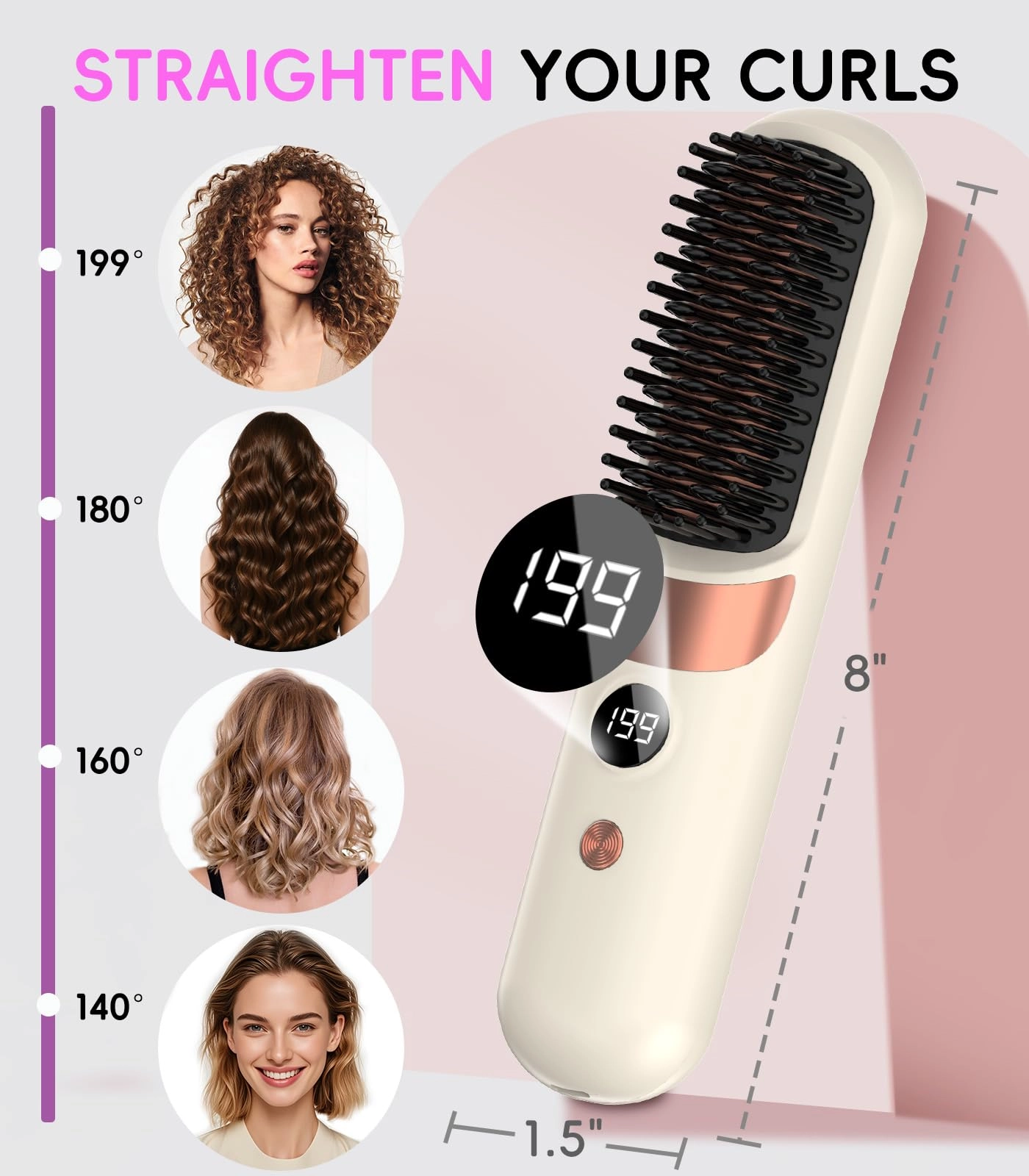 Go Brush Pro - Cordless Rechargeable Ceramic 4-Heat 15-min Auto Shut Off