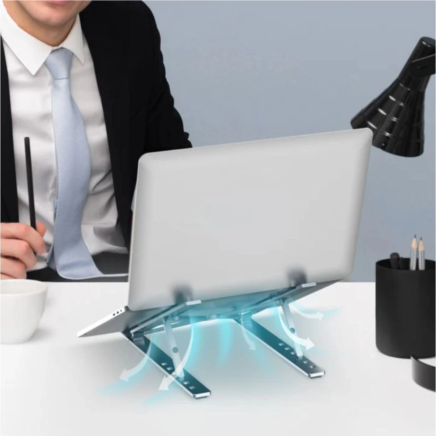 Foldable Laptop Stand - Silver 6 adjustable levels