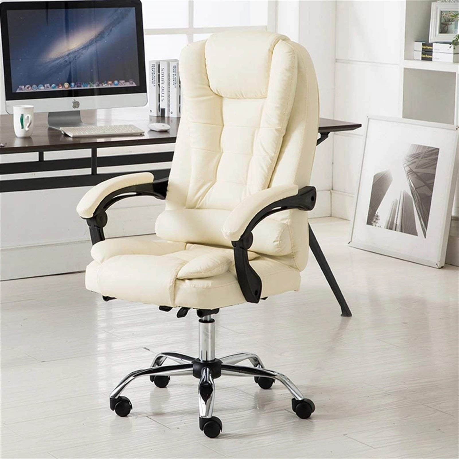 Desk Chair - PU Leather Brown High Back